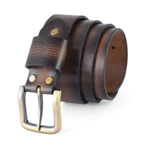 Mocha Brown Oil Waxed Premium Buffalo Leather Belt - Personalized Gift For Him